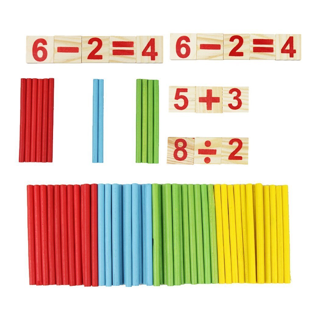 Montessori Math Wooden Colorful Ruler Numbers (medinės kaladėlės ir pagaliukai skaičiavimui)