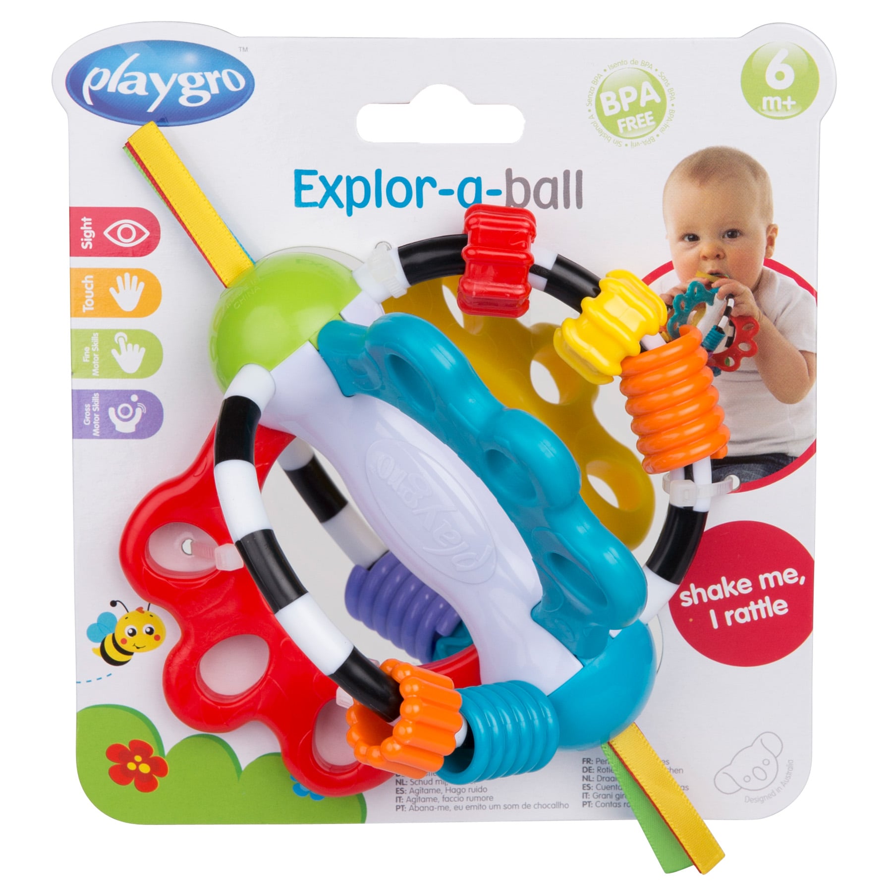 PLAYGRO Explor a ball, lavinamasis žaislas (barškutis)